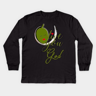 Olive Love You God With All My Heart Kids Long Sleeve T-Shirt